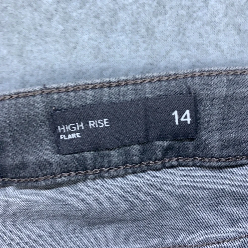 J. Jill Flare Jeans Women 14 Grey Galaxy Wash High Rise Stretch Patch Pocket NWT